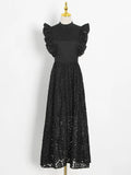 Fongt Sexy Hottie Style 2025 Spring New Design Sleeveless Perspective Lace Temperament Dress