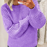 Fongt Women's Fashion Women's Jumper Long Sleeve Round Neck Stitch Sweater Women's