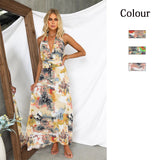 Fongt 24 Spring / Summer Print With V Collar Waist Sexy A-Line Dress 88238-Outfit