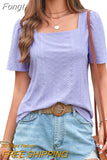 Hollow Square Collar Blouse Summer Women Casual Women's Shirt Loose Tops Short Sleeve Lace Fashion Blouses Blusas