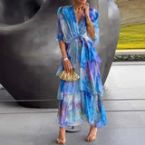 Fongt New Women's Printed Layered Dress Dress