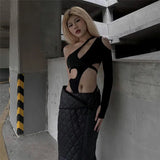 Fongt Summer New Fashion Sexy Hottie Body Open Waist Hollow Splicing Joint Body