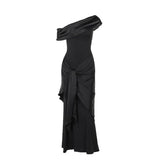 Fongt Shoulder Mesh Ribbon Dress Dress In New Temperament Black Dress