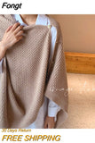 Women Versatile Knitted Scarf Solid Wraps Poncho Sweater with Buttons Autumn Winter Warm Shawl Cape