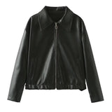 Fongt Women's ZA New Temperament Fashion Personality Red Two-Color Leather