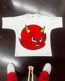 Gothic Trendy Brand T-Shirt Women Y2k American Harajuku Retro Street Devil Letter Print Oversized Couple Top-Outfit