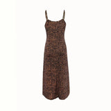 Fongt New Ladies Sling Leopard Butterfly Print Dress V-Neckless Skirt