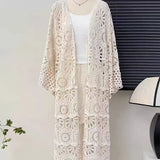 Fongt Wind With Thin Crochet Crocheted Cardigan Women's Holiday Wind Wearing Shawl Coat Long Sunscreen Shirt