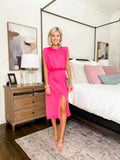 Fongt Spring And Summer New Round Collar Intellectual Elegant Flounce Cross Solid Color Dress D2401-Outfit