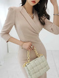 Fongt Professional Body Repair Long Seven-Sleeved Dress Women's New Korean Temperament Professional Ass Dress