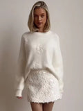 Fongt Shooting-2025 Explosion Comfortable Warm Solid Color Round Collar Knitted Tie-Up Wreaved
