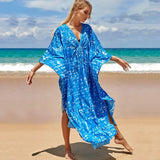 Fongt Robe Beach Coat Beach Vacation Sunscreen Long Dress Bikini Blouse Swimsuit Over A