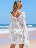 Fongt New Beach Shirt Solid Color Knitted Flouse Beach Bikini Swimwear Shirt Sunscreen