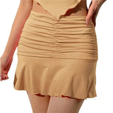 Boho Beach Skirts Summer High Waist Floral Printing Ruched Slim Short Mini Skirt A-line Bottoms Party Vacation