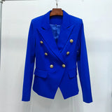 QUALITY Classic Ladies Career Jacket Slim Fitting Double Breasted Lapel Blazer Royal Blue
