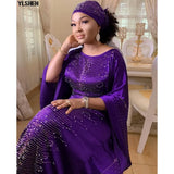 5 Colors African Dresses for Women Plus Size Dashiki Diamond Beads African Clothes Abaya Dubai Muslim Dress Robe Africa