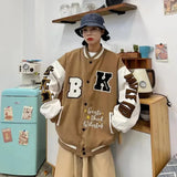 and autumn retro quilted embroidered baseball uniform jacket men and women loose tide brand street jacket couple shirt-Outfit