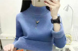 Thicken Turtleneck Bottomed Sweaters Women's Oversized 4xl Plus Velvet Warm Knit Pullover Khaki/white Slim Sweater
