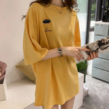 Fongt Summer New Embroidered Short-Sleeved T-Shirt Women With The Same Clothes Korean Version Versatile Medium Long Top