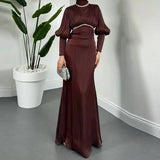 Fongt Solid Color Clasp-Buttoned Knitted Long Dress In Autumn 2025