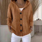 Fongt Sheintemu Spring/Autumn Hooded Long-Sleeved Button Sweater Cardigan