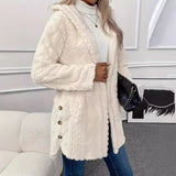 Fongt 2025 Ebaywish Hooded Solid-Colored Open-Shirt Button-Buttoned Long-Sleeved Casual Jacket