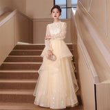 Fongt Art Candidates Evening Dresses 2025 New Winter Black Silky Long Annual Meeting Evening Dress Hosting Dress
