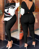 Fongt 2024 Women's Two Sets Of Fashion Printed Trousers