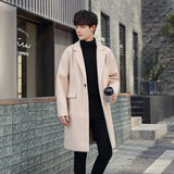 2023 Winter Woolen Coat For Men Long Tide Loose Wool Woolen Men's Trench Coat Spring And Autumn Coat-Outfit
