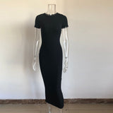 2021 Summer Cotton Soft Dresses Women Sexy Short Sleeve Tight Club Vestidos Lady Stretchy Clothing Black Outfit