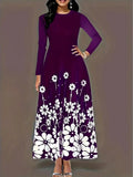 Fongt Fashion Long-Sleeved Print Loose Round Collar Simple Temperament Dress In Autumn 2025
