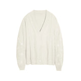 Fongt Same Taylor Orange Cardigan Embroidered Stars Loose Languid Temperament Sweater