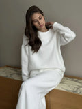 Fongt 2025 Elegant Soft Thicker Round Collar Sweater + Fishtail Skirt Two Sets Of Women's OL Wind Top + Skirt Set
