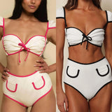 Solid-Color High-Waisted Bikini 2025 New Simple Split Swimsuit Lady Sexy