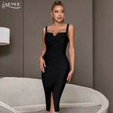 New Summer Women Black Spaghetti Strap Bandage Dress Sexy V Neck Sleeveless Hot Celebrity Club Runway Evening Party