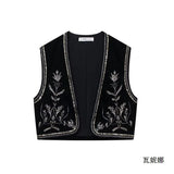 Fongt Women's Casual Street Sleeveless Velvet Embroidered Vests In Autumn 2025