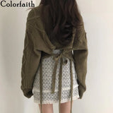 New 2021 Women's Autumn Winter Sweaters Pullovers Lace Up Bow Solid Minimalist Cute Elegant Casual Short Tops