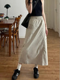 Fongt Pocket Work Dress Summer High-Waist A Word Casual Design Feeling Of Medium And Long Skirts