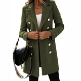 Fongt Autumn And Winter Long Sleeve Suit Collar Double Buckle Collar Buckle Coat Double Buckle Suit Collar