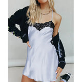 Lace Trim Strap Mini Slip Dress-Outfit