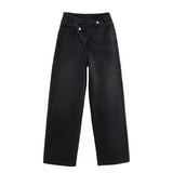 Fongt Women's INS Burst Fashion Double Trousers High-Rise Jeans