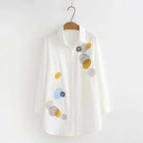 Arrival Women Dot Embroidery Cotton White Shirt Long Sleeve Casual Blouse Loose Plus Size 4XL Tops Feminina Blusa