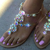 Sandals Summer Shoes Flat Pearl Sandals Comfortable String Bead Slippers Women Casual Sandals Size 34 -