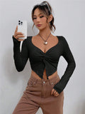 Fongt 2025 New Renovate Front-Turning Irregular Long-Sleeved T-Shirt Girl