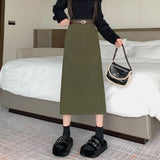 Fongt New Autumn And Winter Port Style Retro Skirt Thicker Wicked Skirt Long Bag Hip Skirt Open Skirt