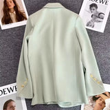 Fongt Korean Version Coffee Color Suit Jacket Female Spring 2024 New Retro British Style Casual Versatile Small Suit-Outfit