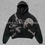 Fongt Korean Autumn And Winter New Personalized Pattern Print Hoodie