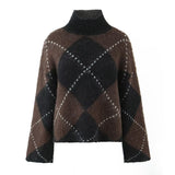 Fongt For Women's INS Burst High-Necked Collar Loose Knitted Sweater + Half-Dress Suit