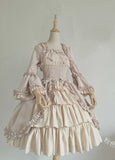 Fongt Retro Gothic Court Dress Side Collar Waist Thin Spliced Bow Design Ladies Dress