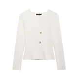 Fongt New Asymmetric Button Decoration Knitted Cardigan Jacket 4192124